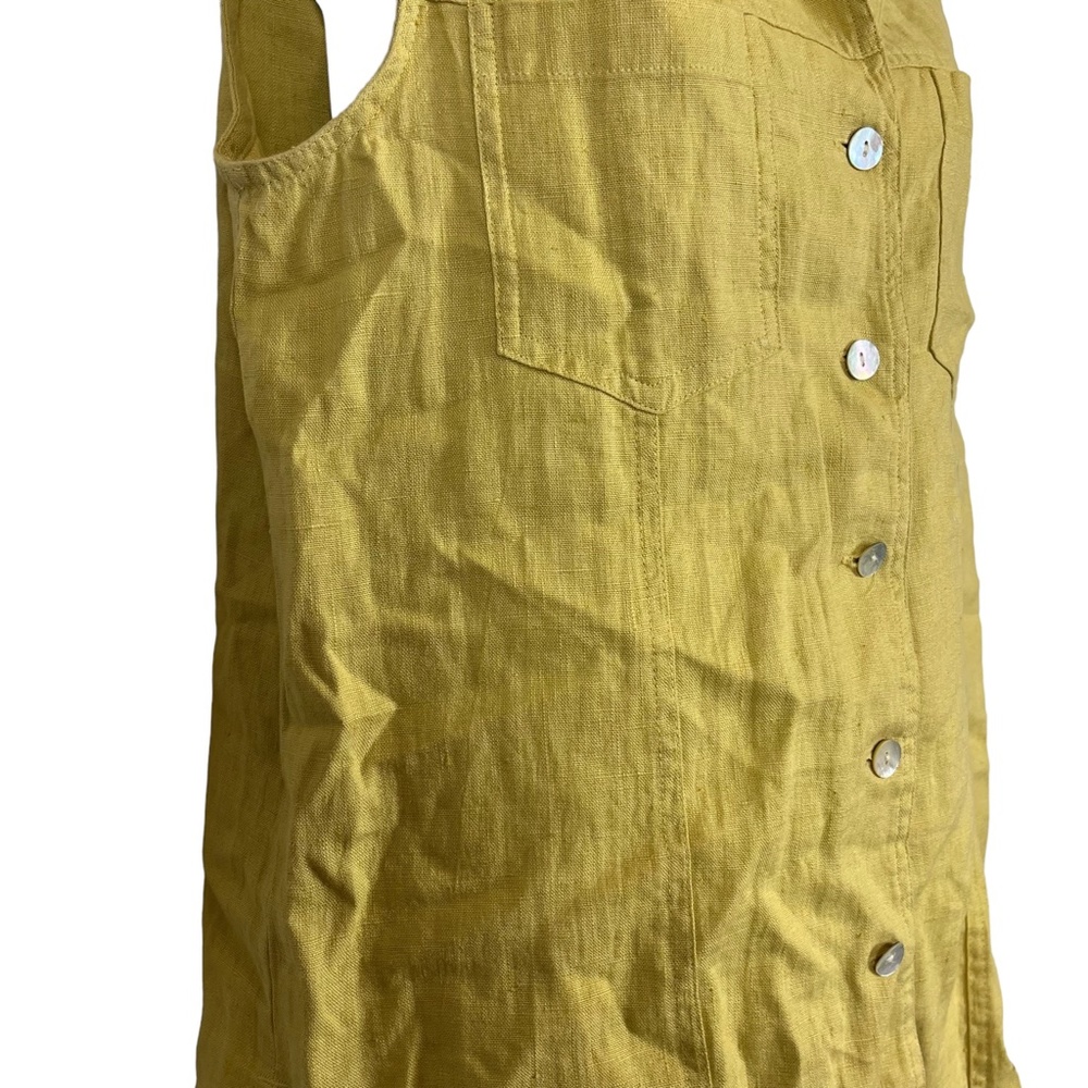 CHICO'S DESIGN Yellow Pale 100% Linen Sleeveless Button Down Casual Top Shirt  1 - Picture 7 of 16